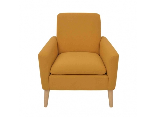 Sillón amarillo-anaranjado patas madera  merkamueble 2