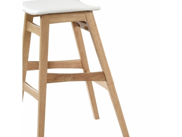 Taburete alto de madera con asiento blanco  merkamueble