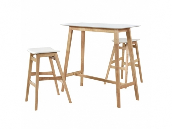 Taburete alto de madera con asiento blanco  merkamueble