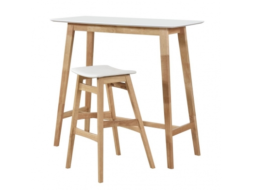Mesa alta de madera y lacado blanco  merkamueble 2