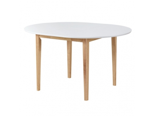 Mesa redonda extensible color blanco y patas madera  merkamueble 2