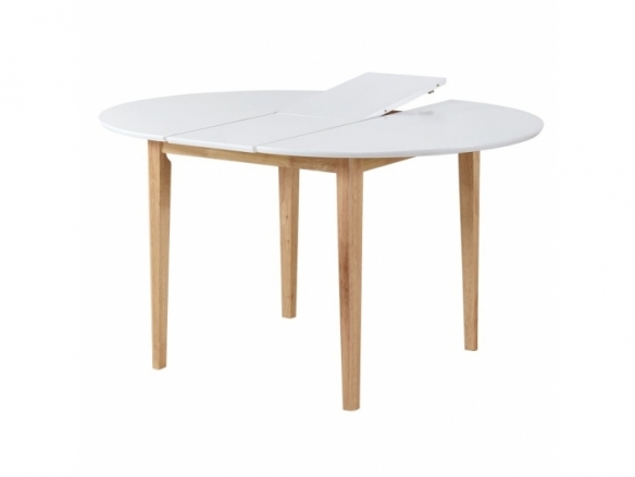 Mesa redonda extensible color blanco y patas madera  merkamueble