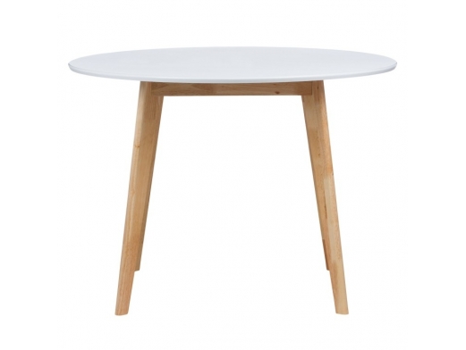 Mesa redonda blanca y patas madera  merkamueble 2