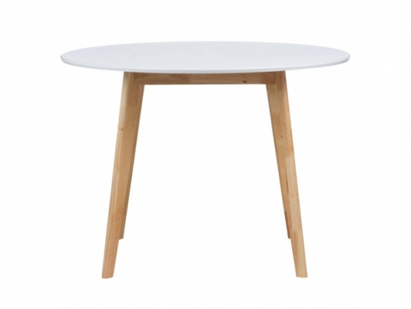 Mesa redonda blanca y patas madera  merkamueble