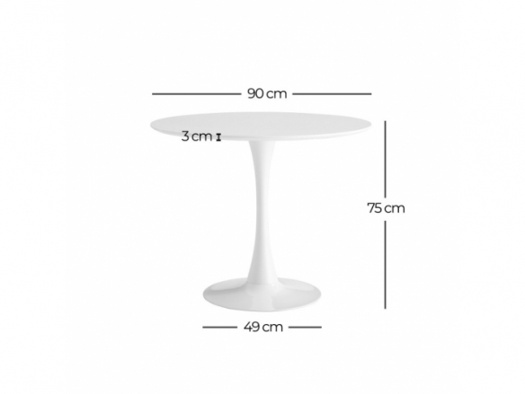 Mesa redonda 90 cm color blanca con pie central  merkamueble