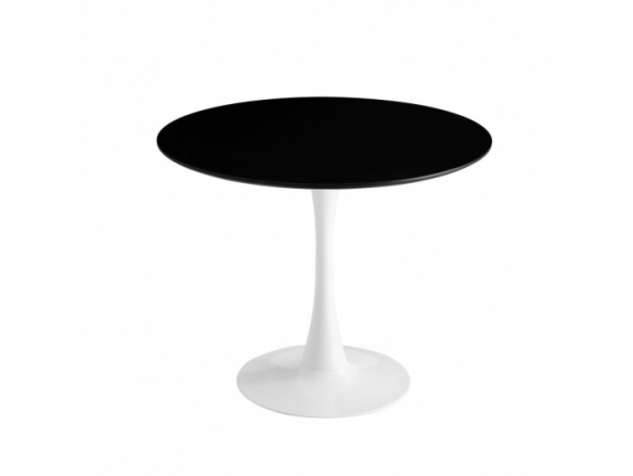Mesa redonda negra con pie central blanco 90 cm  merkamueble