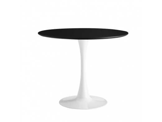 Mesa redonda negra con pie central blanco 90 cm  merkamueble 2