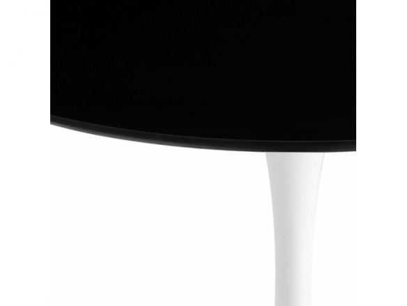 Mesa redonda negra con pie central blanco 90 cm  merkamueble