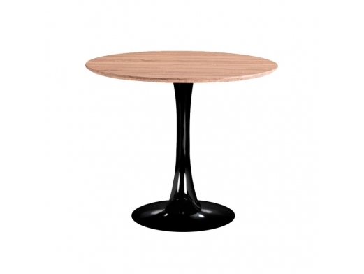 Mesa redonda color madera con pie central negro 90 cm  merkamueble 2