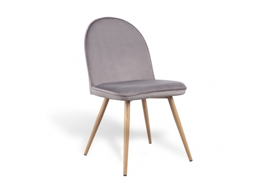 Silla de terciopelo gris y patas metálicas  merkamueble 2