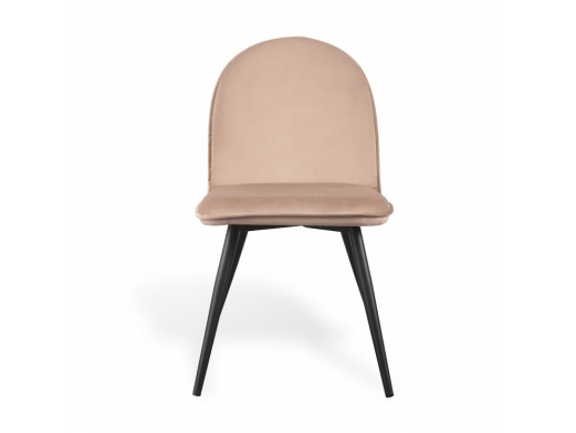 Silla de terciopelo color arena y patas metálicas negras  merkamueble 2