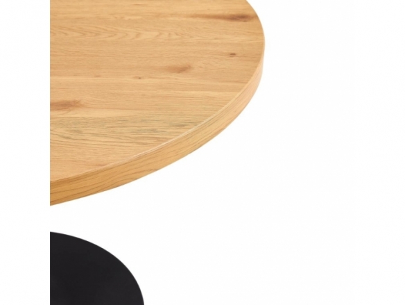Mesa redonda de madera con patas negras 110 cm  merkamueble