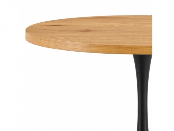 Mesa redonda de madera con patas negras 110 cm  merkamueble
