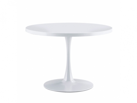 Mesa redonda de madera con patas blancas 110 cm  merkamueble