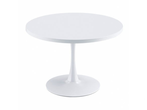 Mesa redonda de madera con patas blancas 110 cm  merkamueble