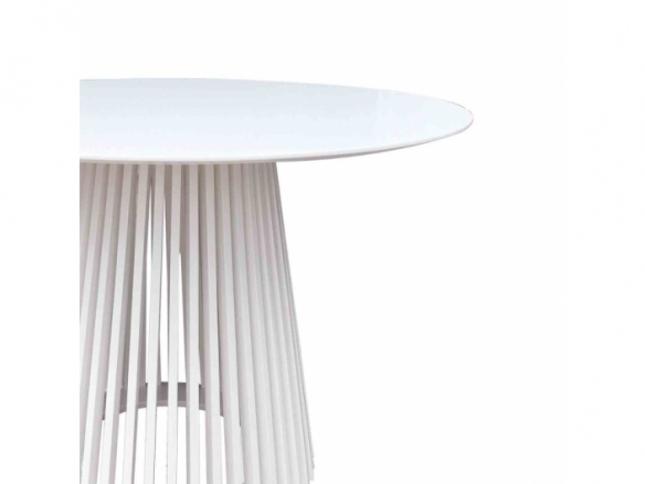Mesa redonda blanca lacada 100 cm  merkamueble