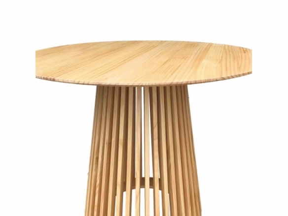 Mesa redonda madera barnizada 100 cm  merkamueble