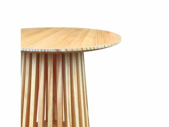 Mesa de centro redonda madera barnizada 50 cm  merkamueble