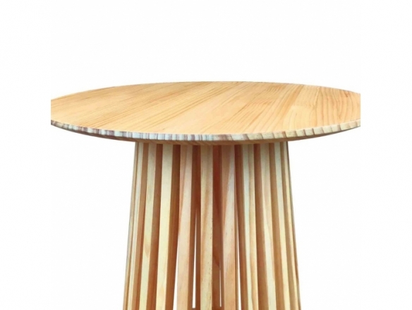 Mesa de centro redonda madera barnizada 50 cm  merkamueble