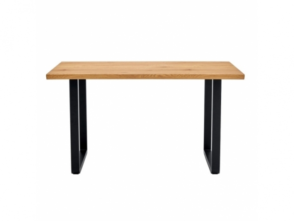 Mesa de comedor color madera y patas negras 140 cm  merkamueble