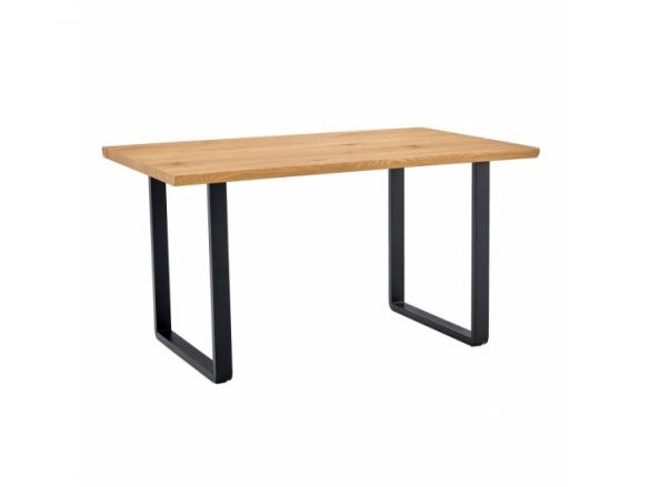 Mesa de comedor color madera y patas negras 140 cm  merkamueble