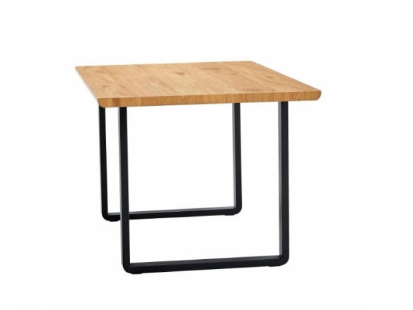 Mesa de comedor color madera y patas negras 140 cm  merkamueble