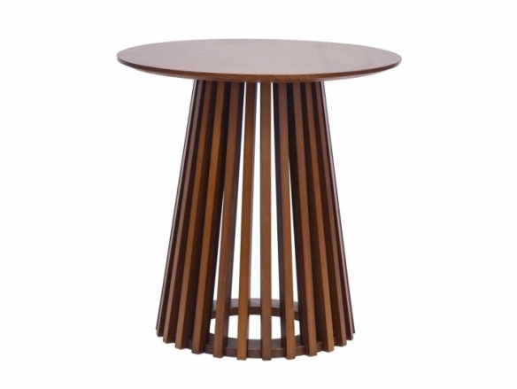 Mesa de centro redonda madera nogal 50 cm  merkamueble