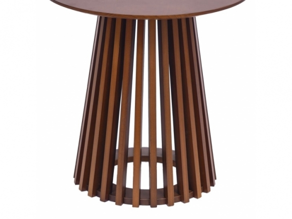 Mesa de centro redonda madera nogal 50 cm  merkamueble
