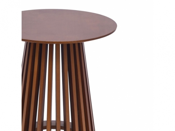 Mesa de centro redonda madera nogal 50 cm  merkamueble