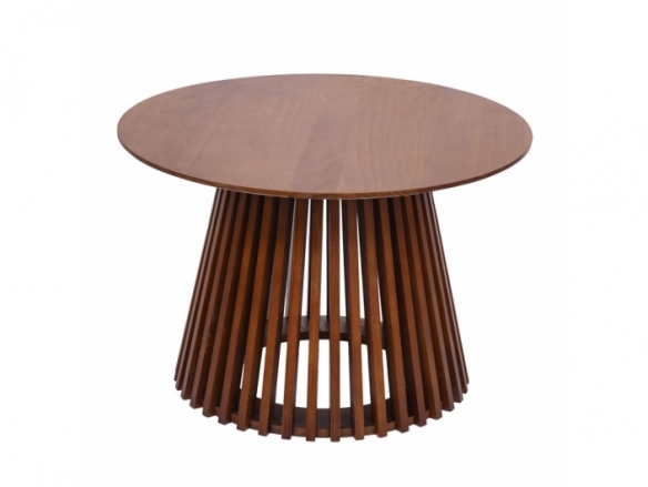 Mesa de centro redonda madera nogal 70 cm  merkamueble