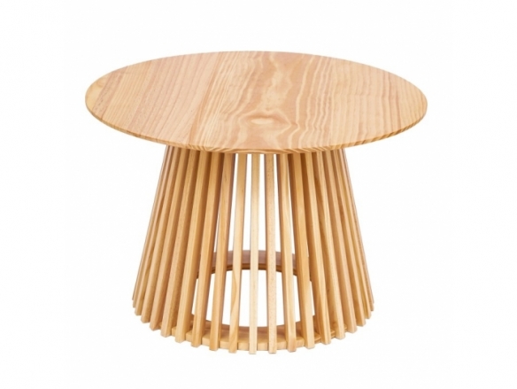 Mesa de centro redonda de madera natural 70 cm  merkamueble