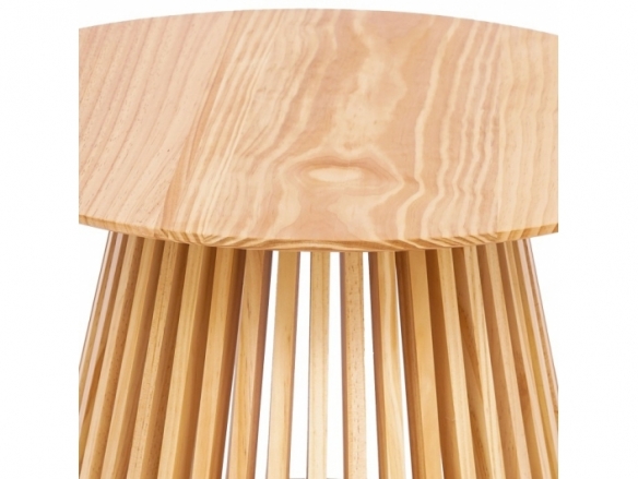 Mesa de centro redonda de madera natural 70 cm  merkamueble
