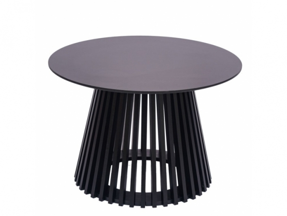 Mesa de centro redonda lacada negro 70 cm  merkamueble
