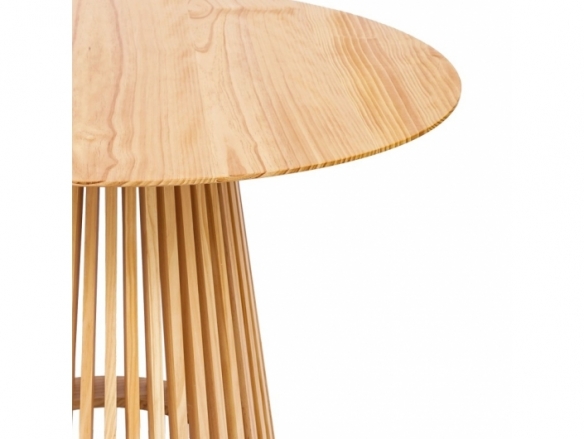 Mesa redonda madera natural barnizada 120 cm  merkamueble