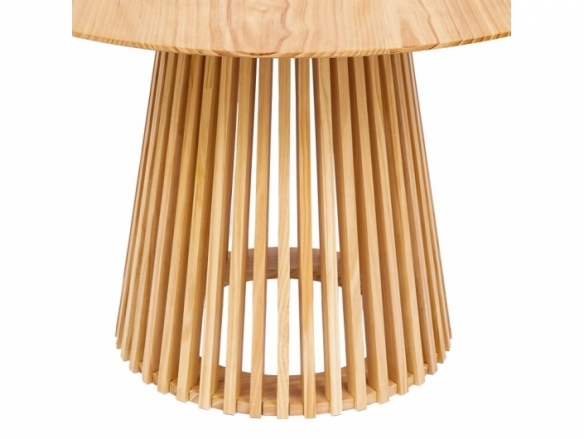 Mesa redonda madera natural barnizada 120 cm  merkamueble