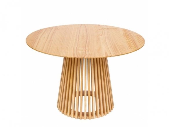Mesa redonda madera natural barnizada 120 cm  merkamueble