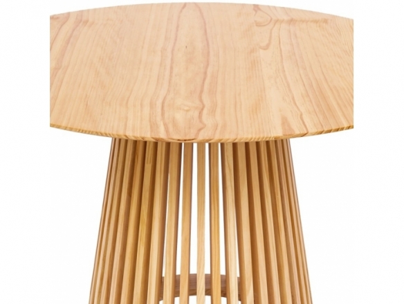 Mesa redonda madera natural barnizada 120 cm  merkamueble