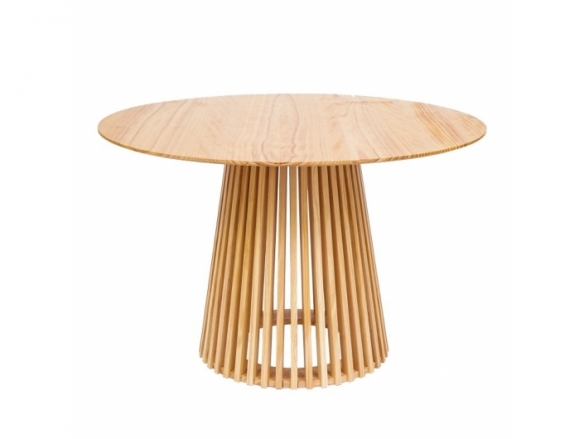 Mesa redonda madera natural barnizada 120 cm  merkamueble