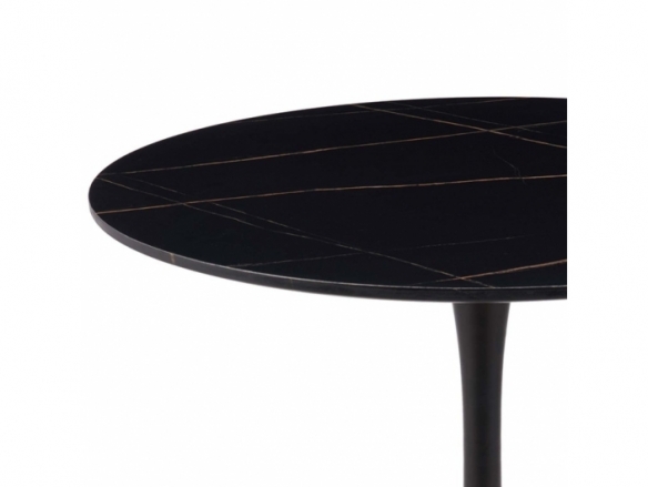 Mesa con efecto mármol negra con pie central 90 cm  merkamueble