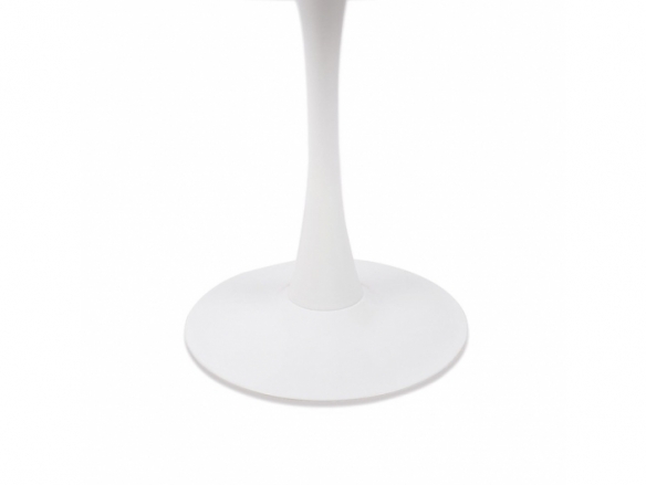 Mesa con efecto mármol blanca con pie central 90 cm  merkamueble