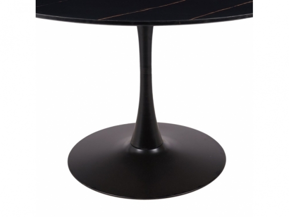 Mesa con efecto mármol negra con pie central 120 cm  merkamueble