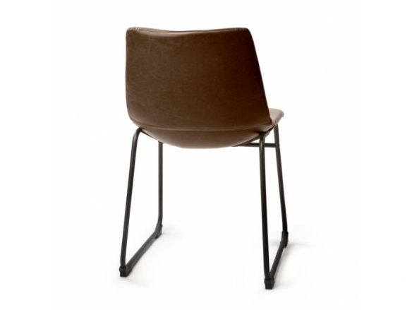 Silla marrón vintage con patas negras  merkamueble