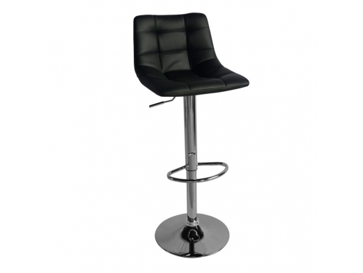 Taburete negro acolchado con pie cromado  merkamueble 2