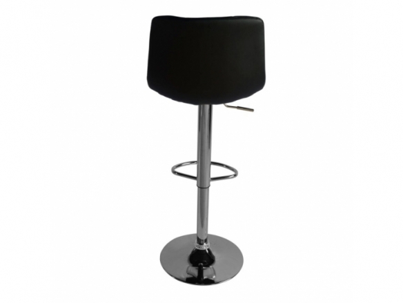 Taburete negro acolchado con pie cromado  merkamueble
