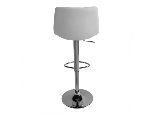 Taburete blanco acolchado con pie cromado  merkamueble 2