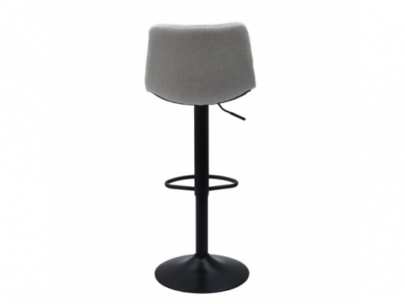 Taburete tapizado gris con patas negras  merkamueble