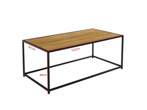 Mesa de centro color madera con estructura metálica negra  merkamueble