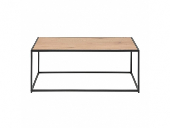 Mesa de centro color madera con estructura metálica negra  merkamueble
