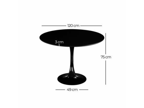 Mesa redonda negra con pie central 120 cm  merkamueble
