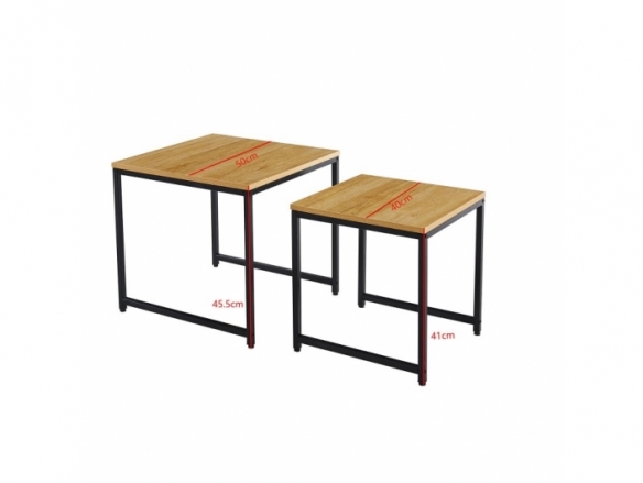 Set 2 mesitas centro en color madera y patas metal negro  merkamueble